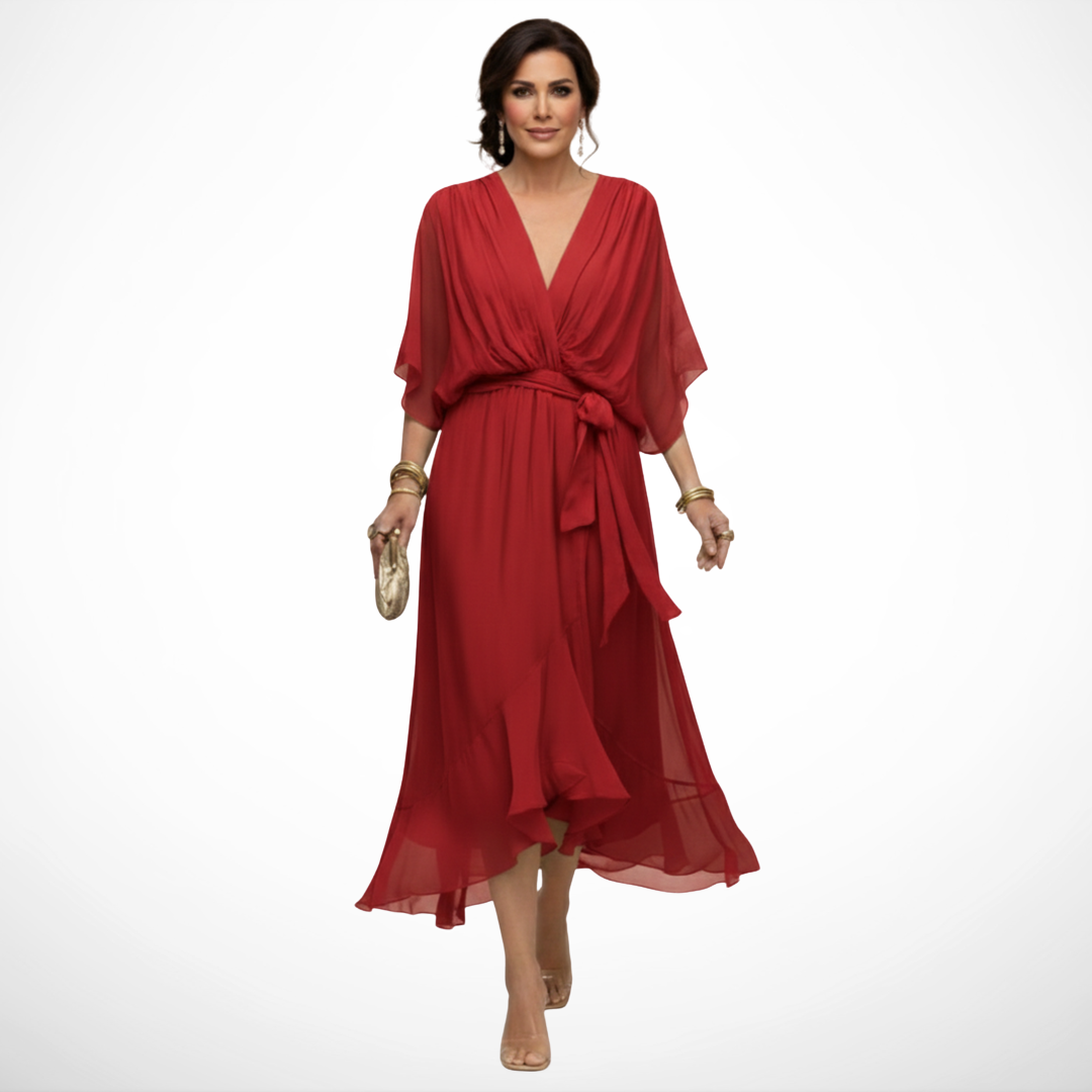 DELACROIX | Robe en chiffon à décolleté V