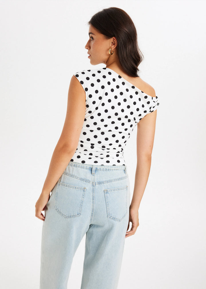 DELACROIX | TOP ASYMÉTRIQUE À POIS