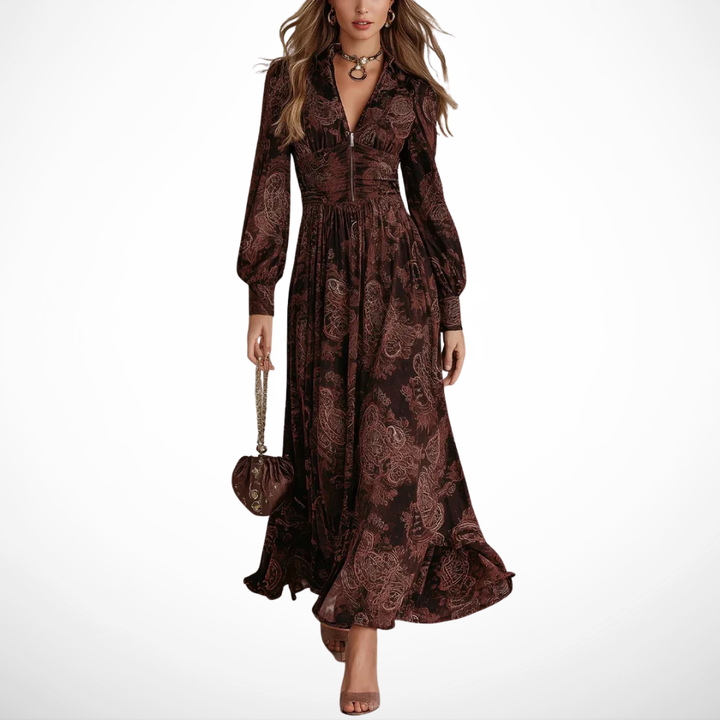 DELACROIX | ROBE LONGUE À IMPRIMÉ VINTAGE ÉLÉGANT