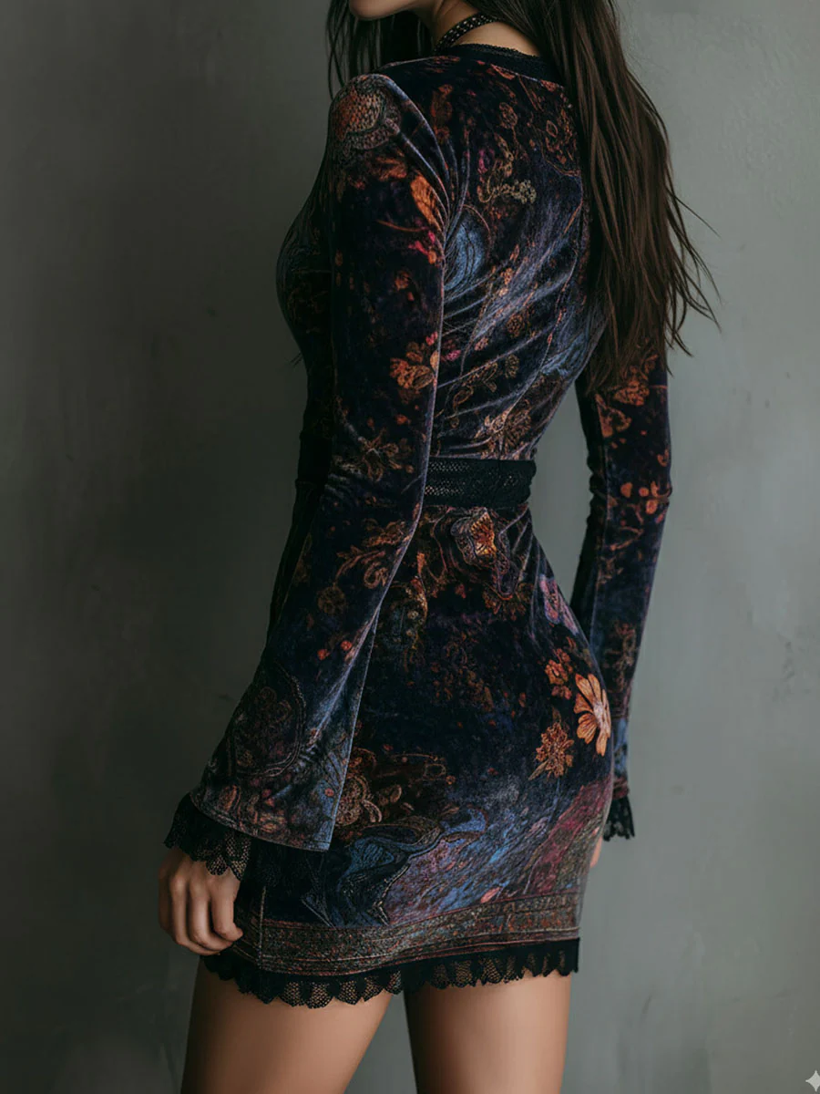DELACROIX | ROBE MINI EN VELOURS À DÉCOLLETÉ PROFOND