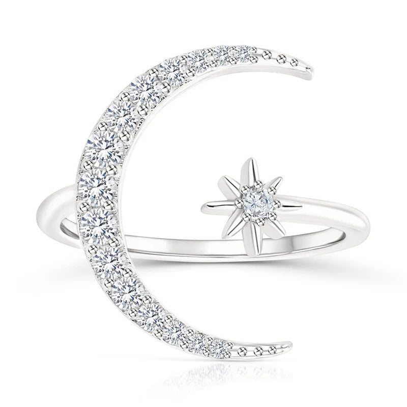 DELACROIX | BAGUE LUNE ET ÉTOILE EN ARGENT